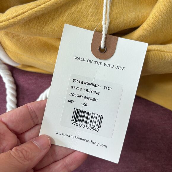 Wanakome Reyene Hooded Sweatshirt Women's XS Gold Mulburry Fleece Asymmetrical - Picture 6 of 10